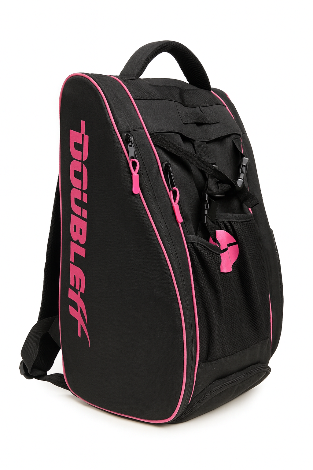 DOUBLEff Travel rugzak voor skeelers en schaatsen zwart-roze