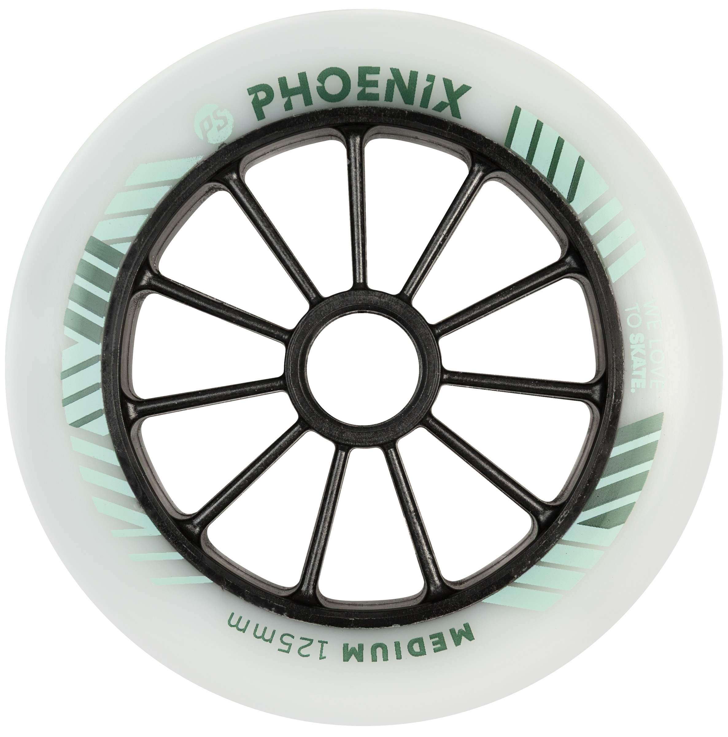 Powerslide Phoenix Wheels dual-density inline speed skating wheels for racing and marathon skating HiLo 125mm front view