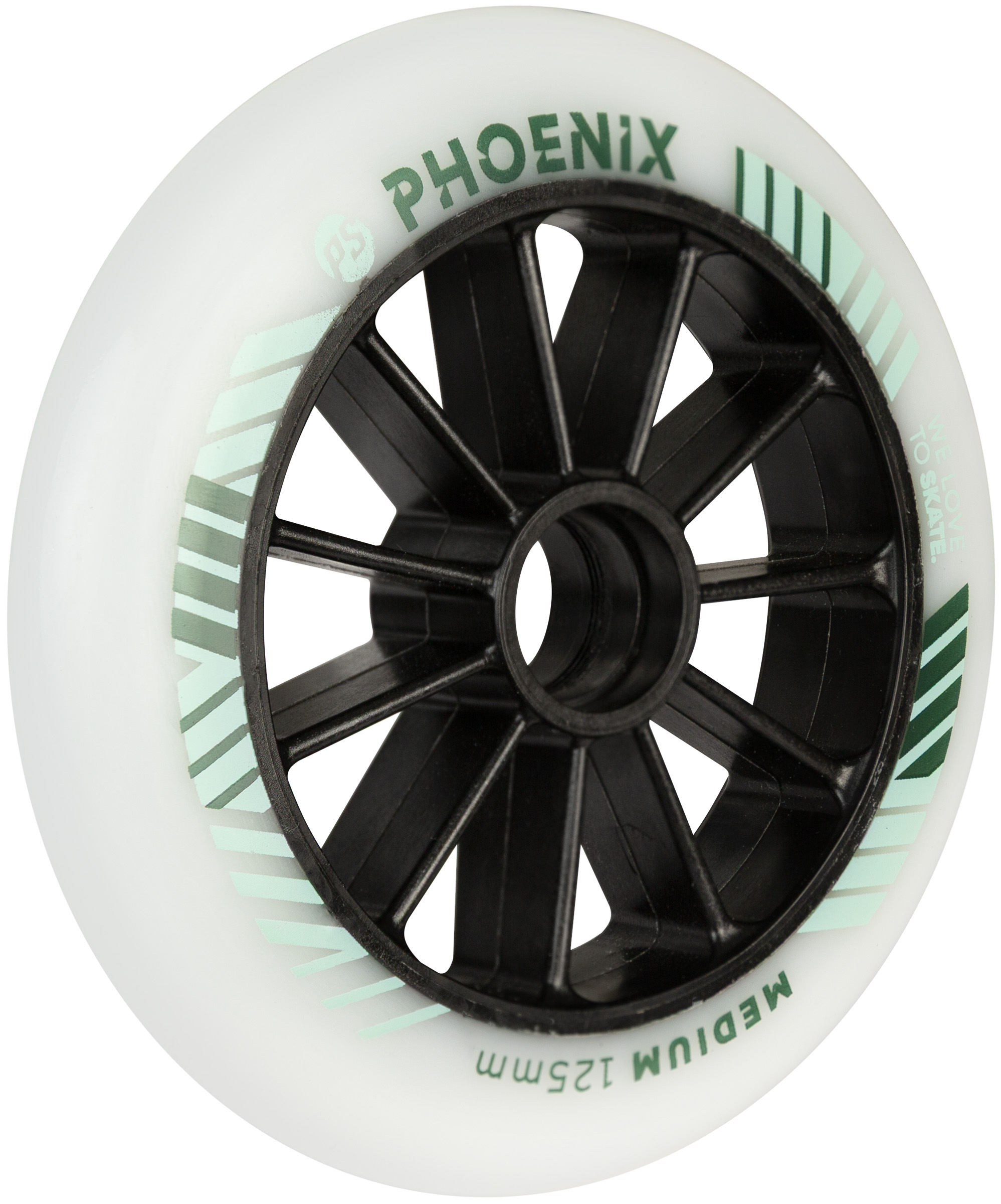 Powerslide Phoenix Wheels dual-density inline speed skating wheels for racing and marathon skating HiLo 125mm side view