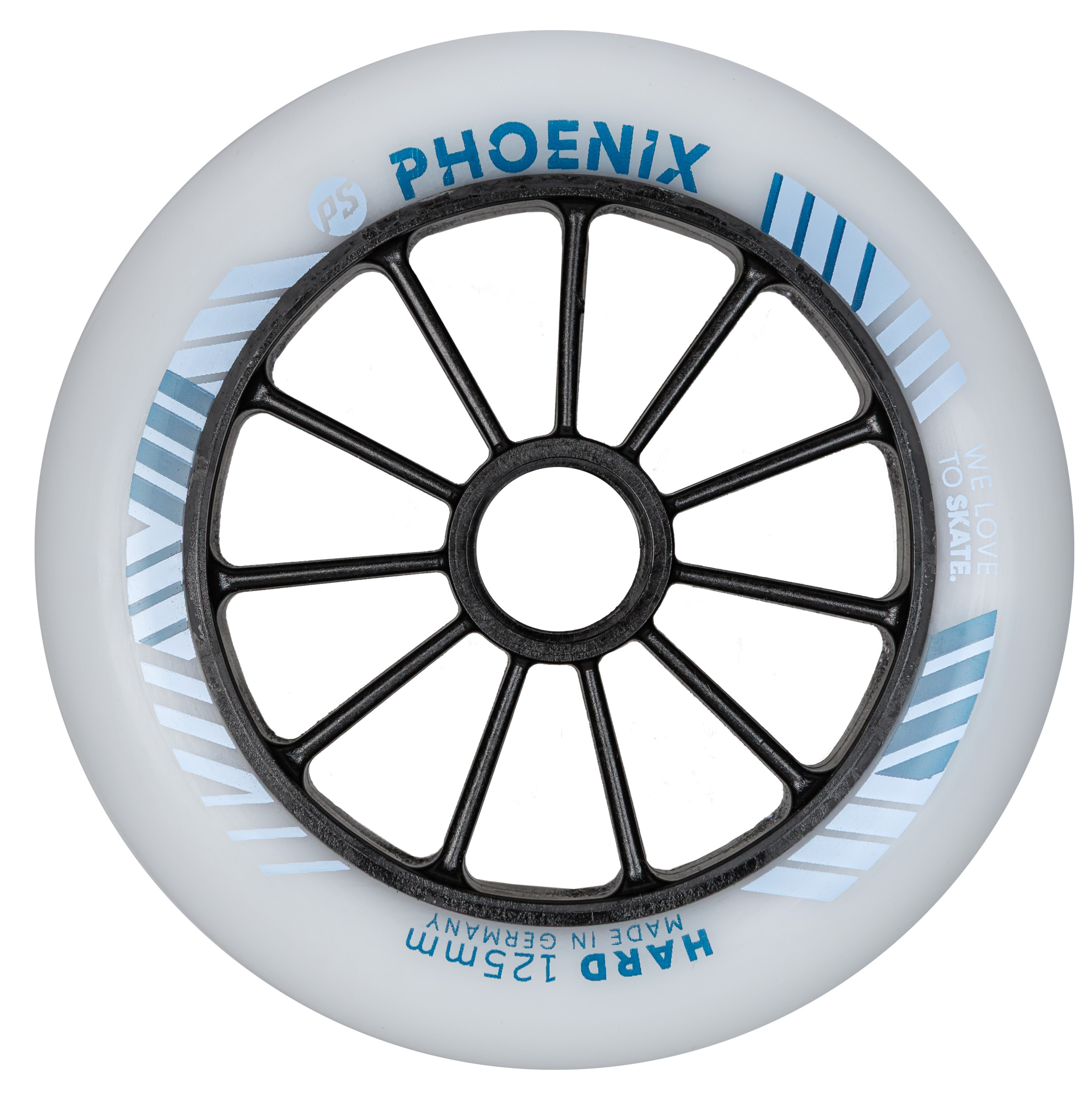 Powerslide Phoenix Wheels dual-density inline speed skating wheels for racing and marathon skating HiLo 125mm front view