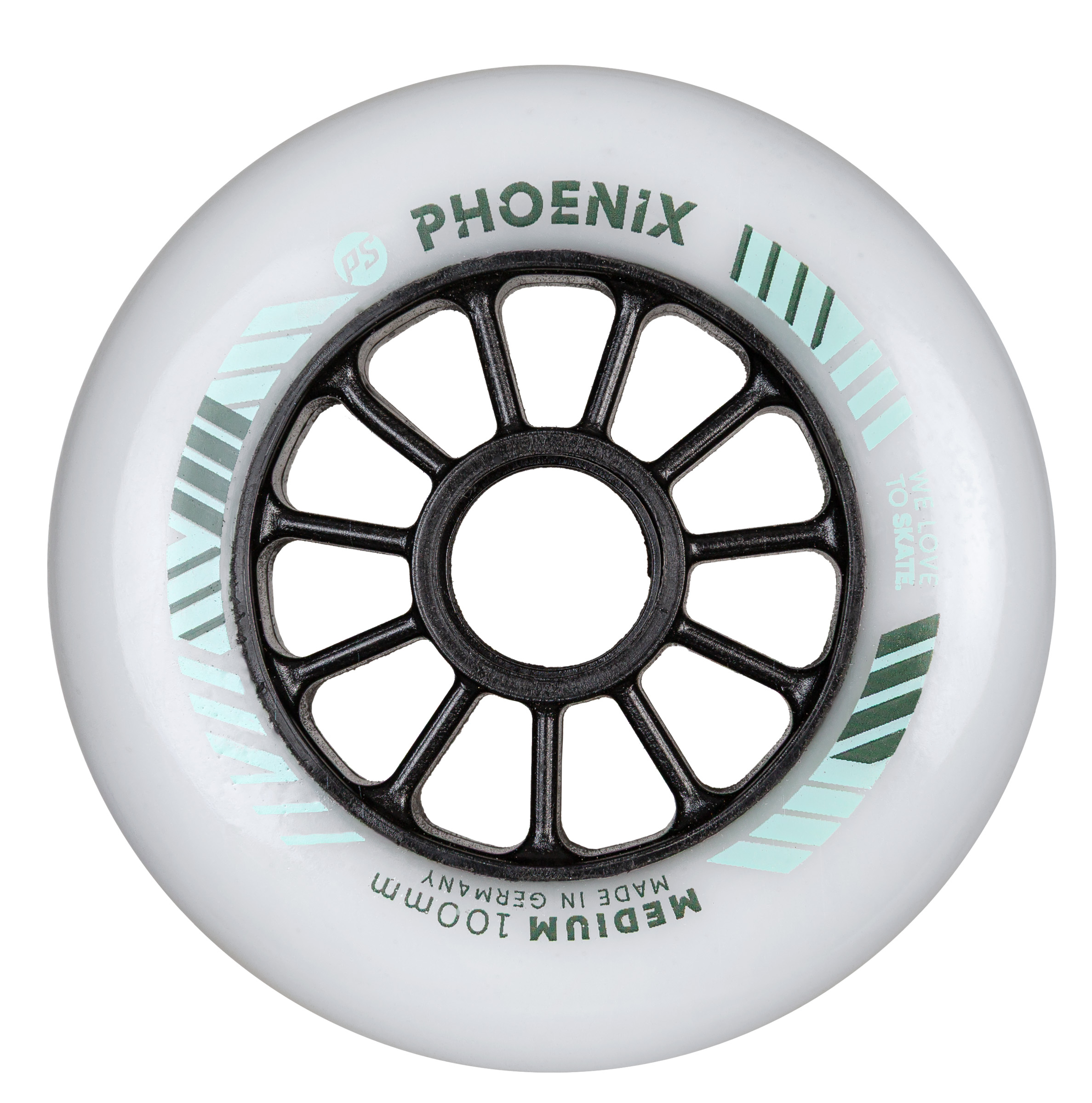 Powerslide Phoenix Wheels dual-density inline speed skating wheels for racing and marathon skating 100mm front view