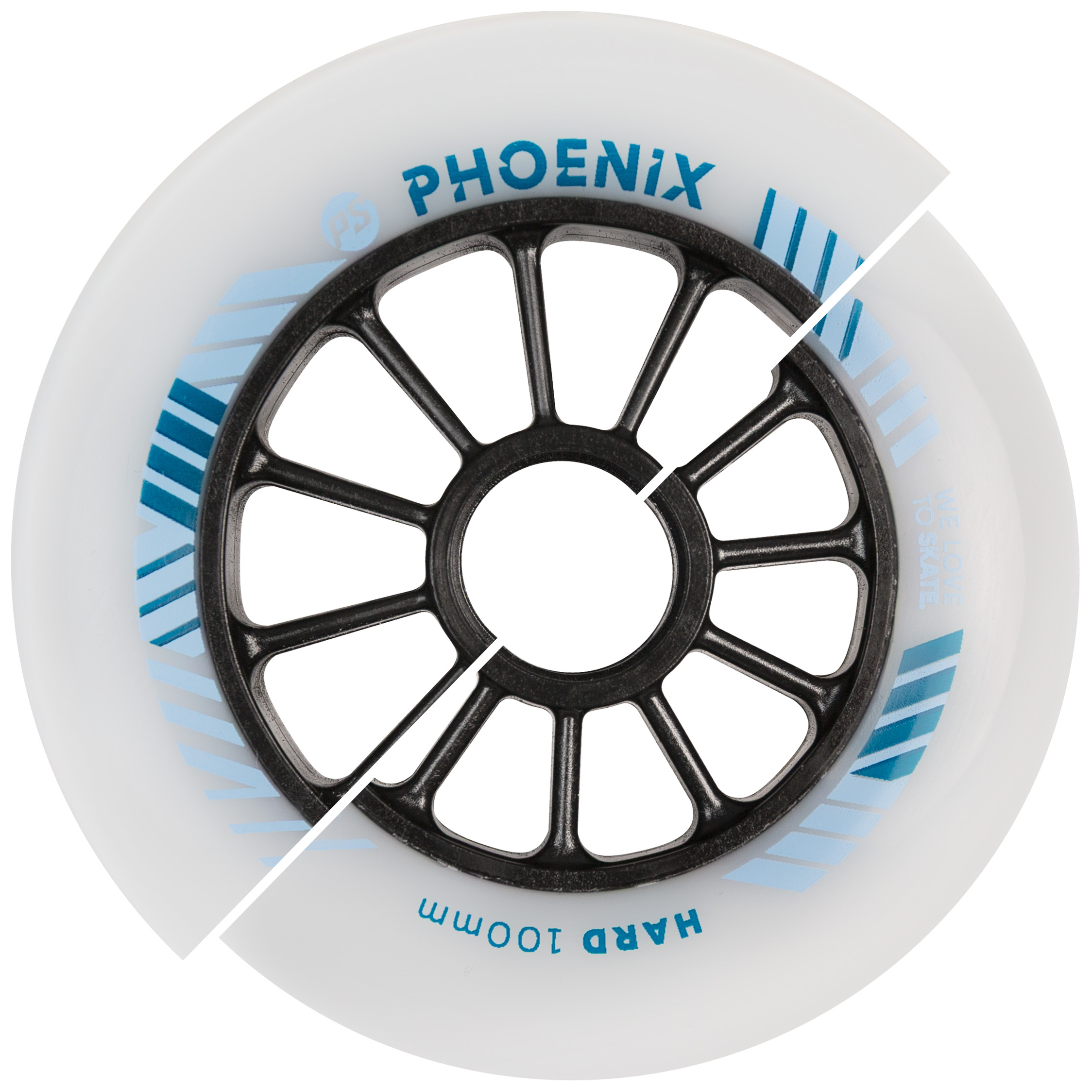 Powerslide Phoenix Wheels dual-density inline speed skating wheels for racing and marathon skating HiLo 110/100mm front view