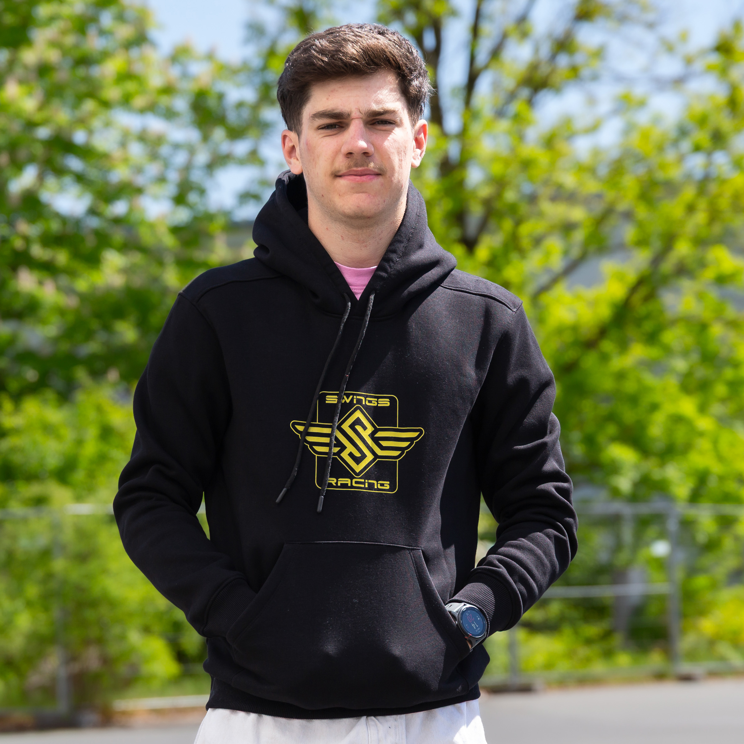 Swings Racing Hoodie premium skate hoodie with athletic fit Black Front person
