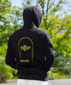 Swings Racing Hoodie premium skate hoodie with athletic fit Black Back person