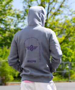 Swings Racing Hoodie premium skate hoodie with athletic fit Grey Back Person