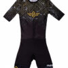 Swings Jr. II Suit junior inline speed skating racing suit in black and gold design Black Front
