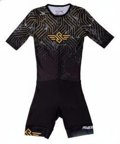 Swings Jr. II Suit junior inline speed skating racing suit in black and gold design Black Front