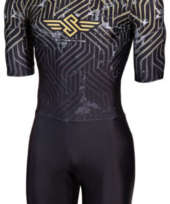 Swings Racing II Suit inline speed skating race suit in black with gold accents Black Front